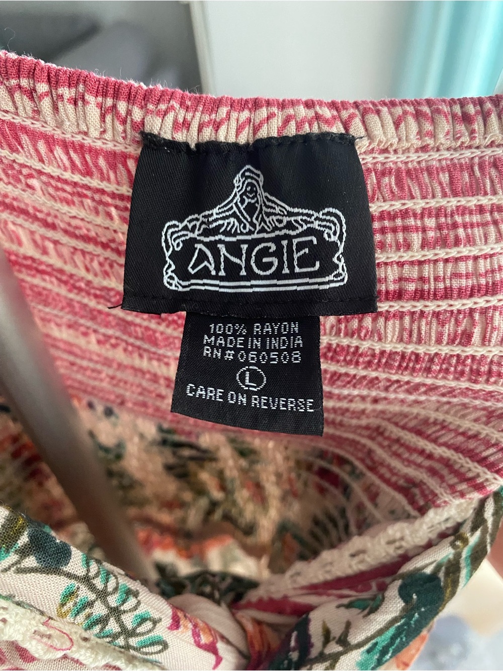 Angie Summer Cream Floral Maxi Dress with Pink Accents - Picture 4 of 4